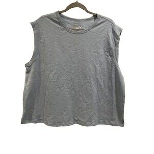 Women's XL 16-18 Muscle Tee Sleeveless Time & Tru relaxed Fit Blue Cotton